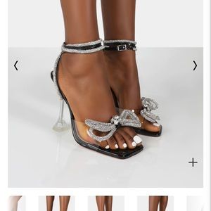 Black and Silver Bow Heels UK size:6